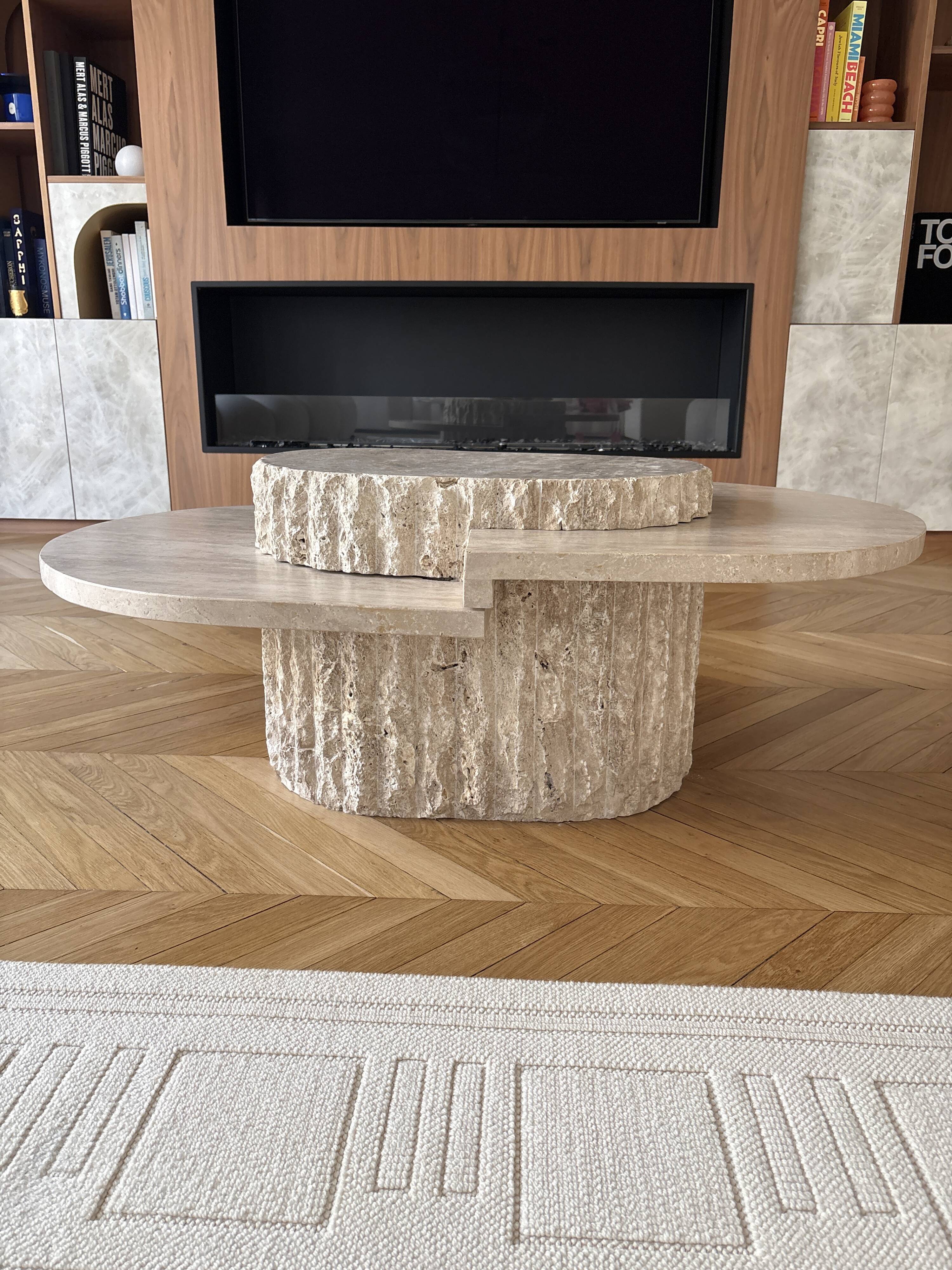 Travertine coffee table