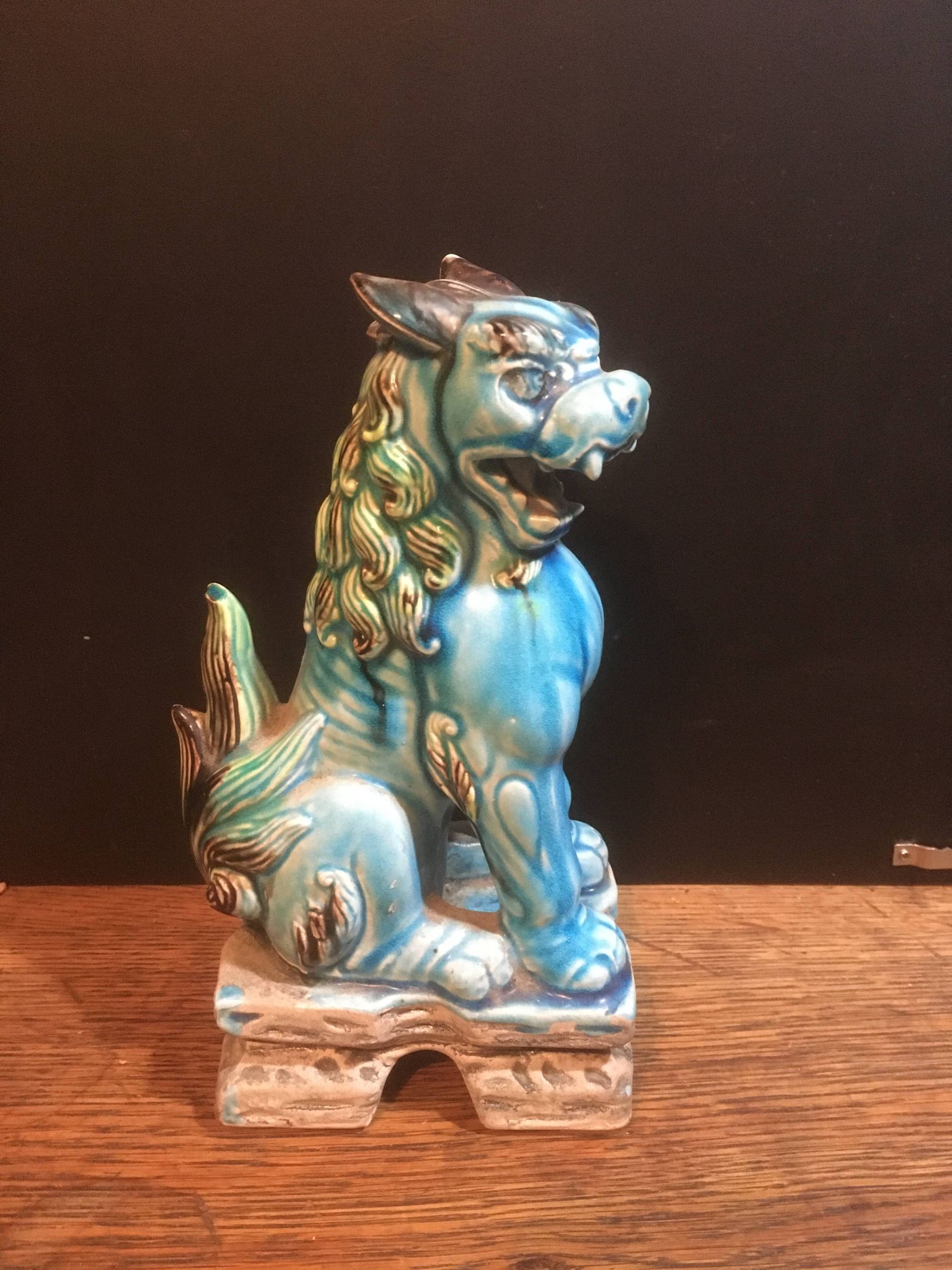 Chien de Foo Japon en céramique bleu