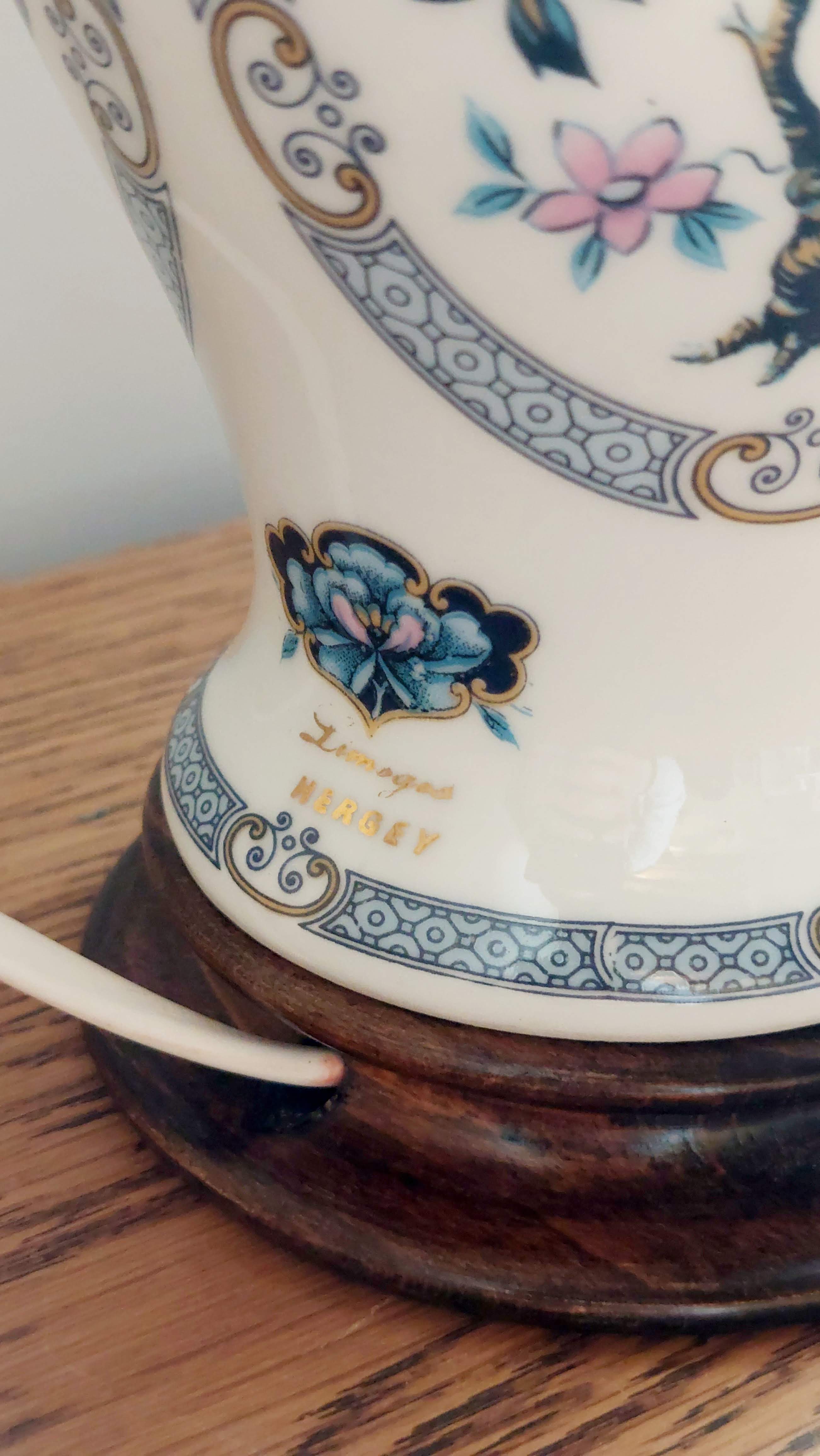 Limoges porcelain lamp Hergey – custom Liberty lampshade