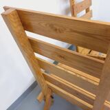 Pair of Vintage Brutalist Slatted Wood Lounge Chairs