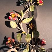 Two-light polychrome painted wrought iron wall lights, Italy 1950/1960.