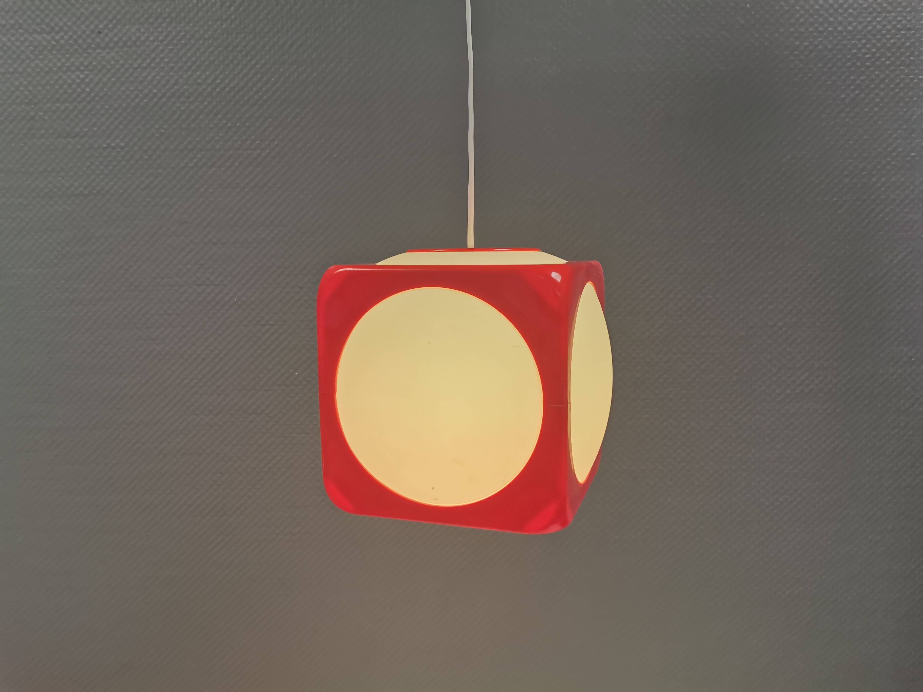 Vintage Poker Dice pendant lamp by Hoyrup Lighting, 1976, Denmark.