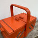 Orange wooden sewing box 1960 1970