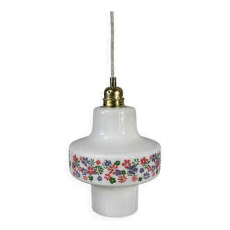 Vintage floral opaline pendant light