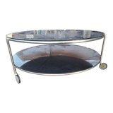 Round coffee table top in black glass