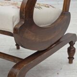 1930s, Danish highback rocking chair, original hand woven wool, ash wood.