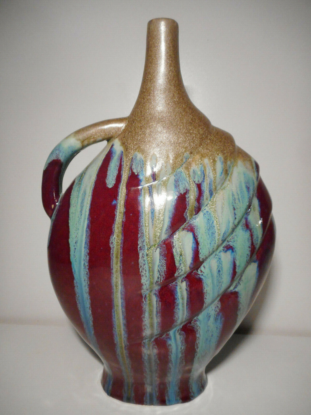 Vase soliflore in glazed ceramic earthenware vintage contemporary art 20th century
