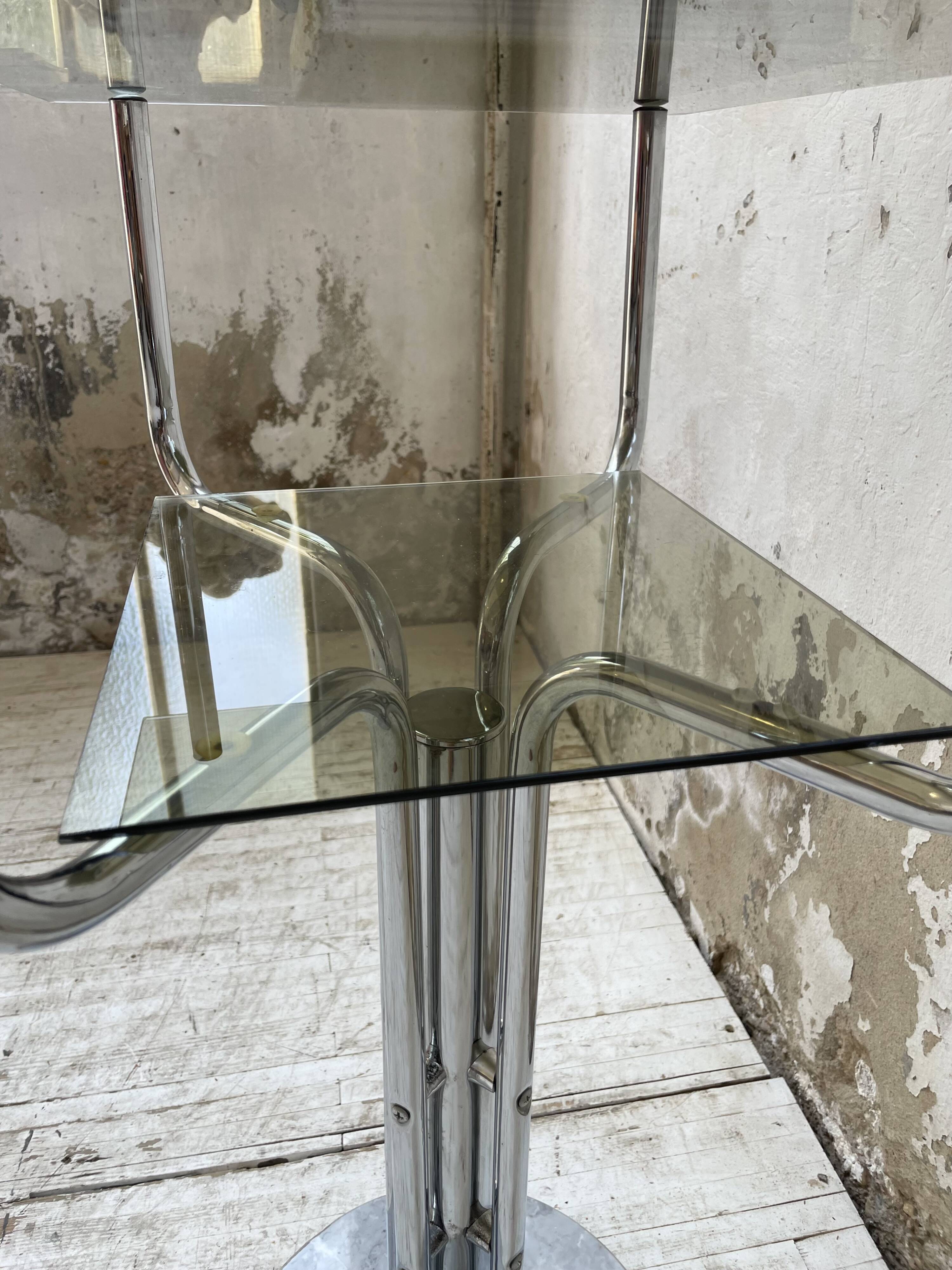 80s glass and marble console