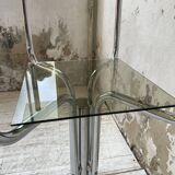 80s glass and marble console