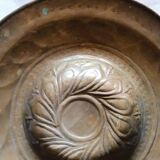 Antique brass alms dish, 17th century