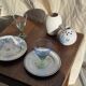 Set of 4 large blue and green glasses H14 D10
