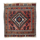 Tapis ancien fait main Kurdish Bagface en laine rouge pâle (55cm x 59cm)