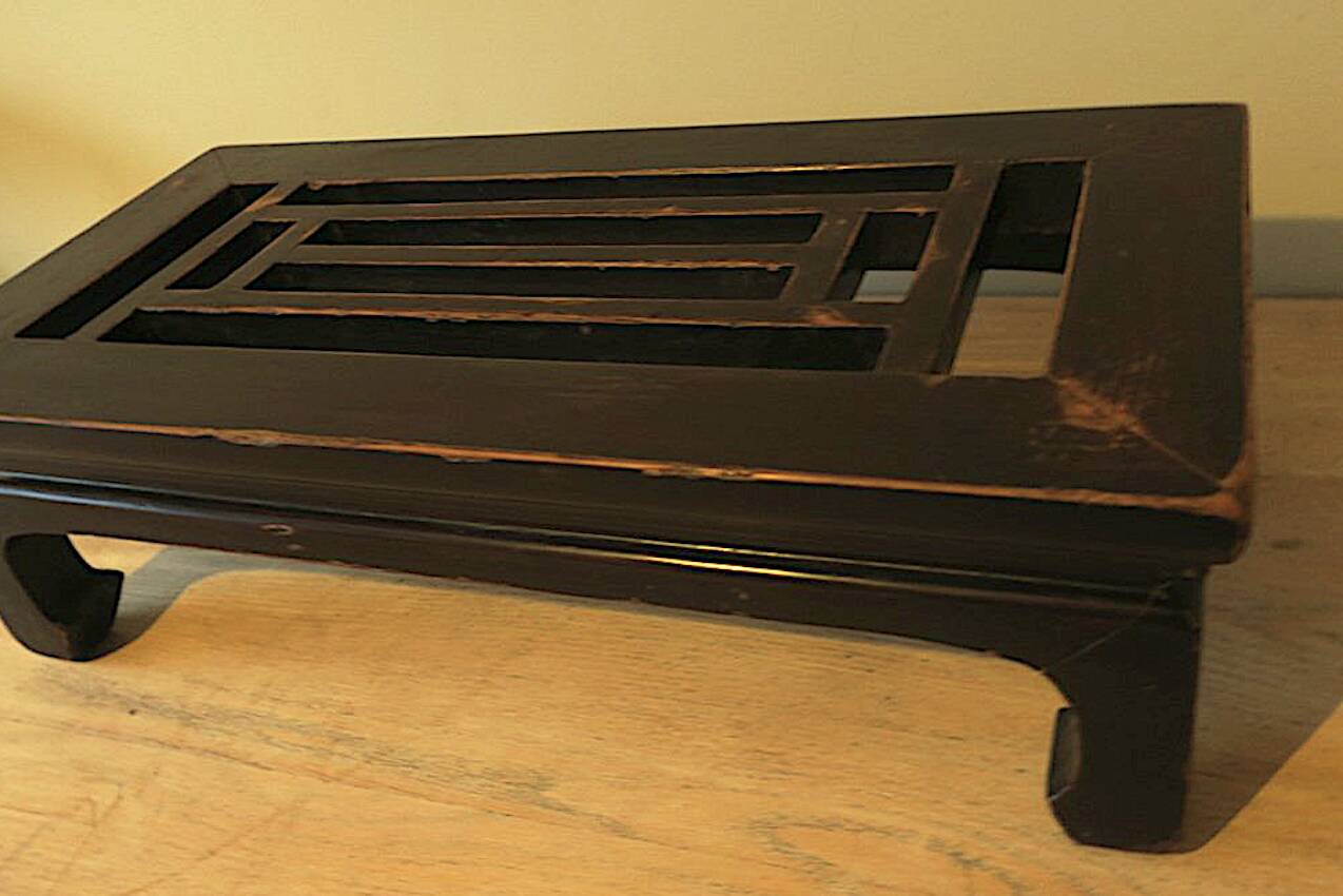 Antique Chinese low table with horse-hoof feet, 1910