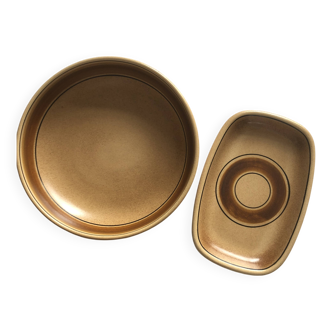 Round dish and serving bowl in Salins stoneware