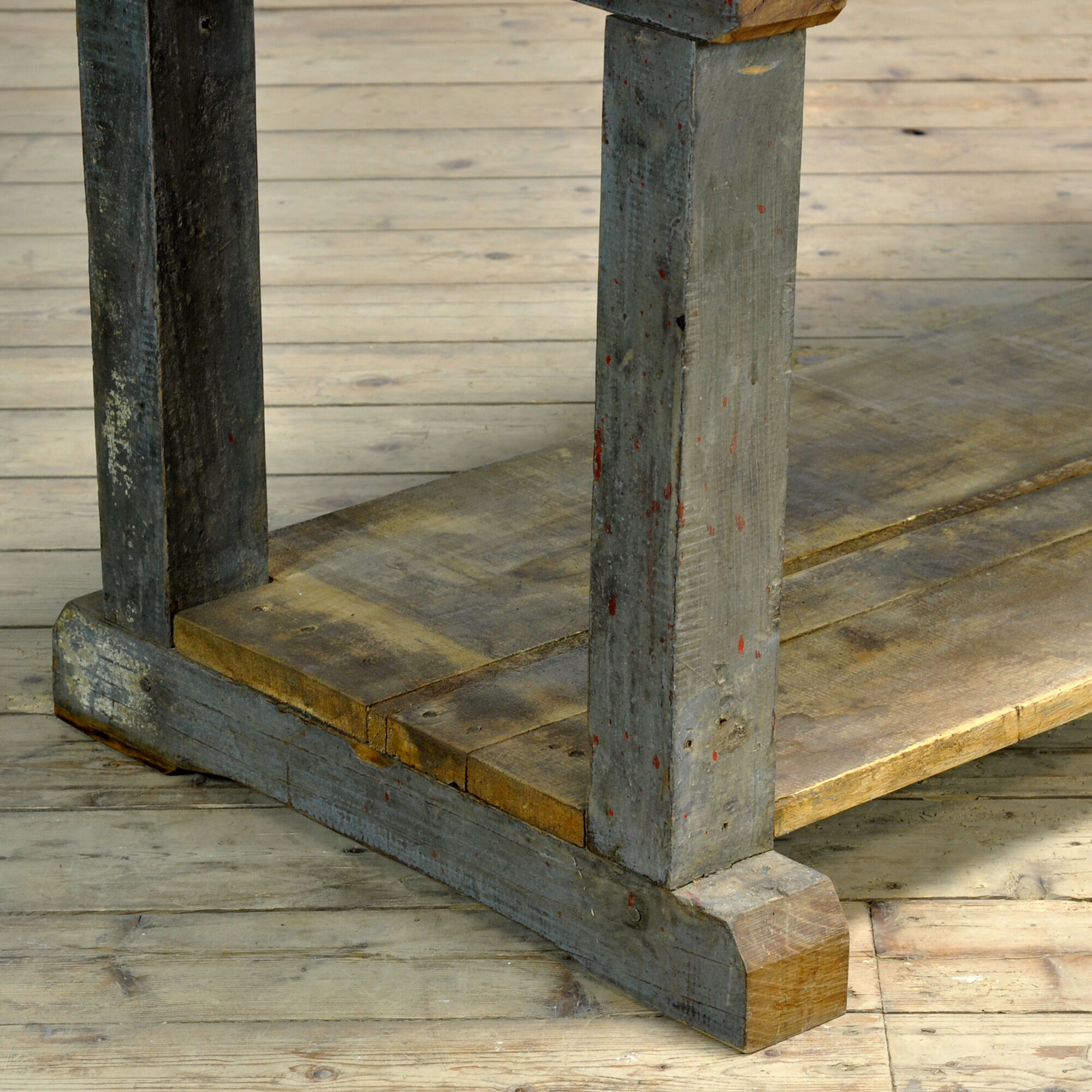 Industrial oak work table, circa 1950