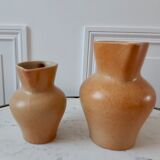 Duo of vintage sandstone pitchers Made In France