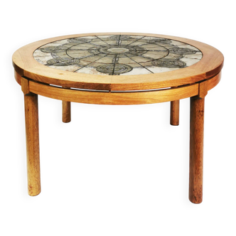 Table basse avec céramique, Ox Art, Danemark, années 1970