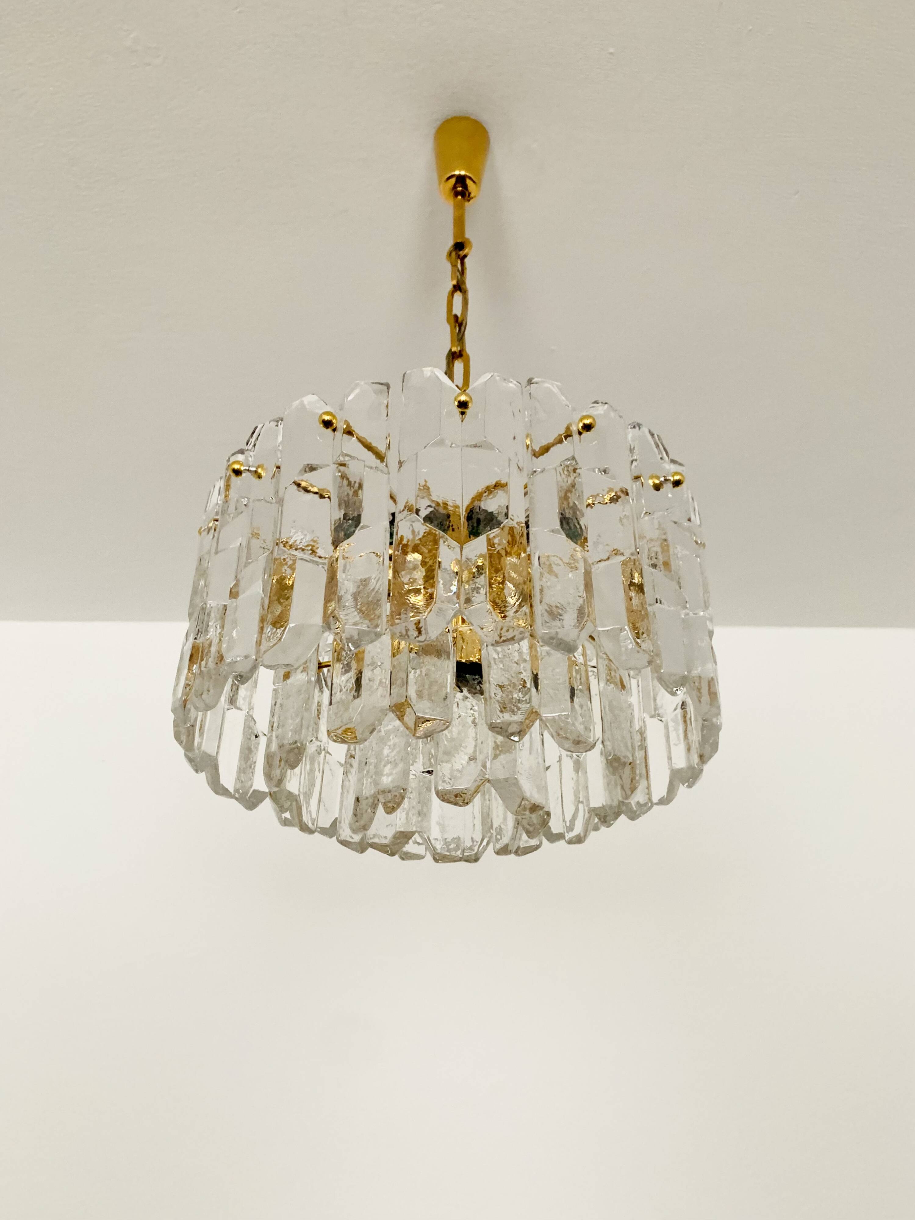 Austrian Palazzo Ice Glass Chandelier by J.T. Kalmar