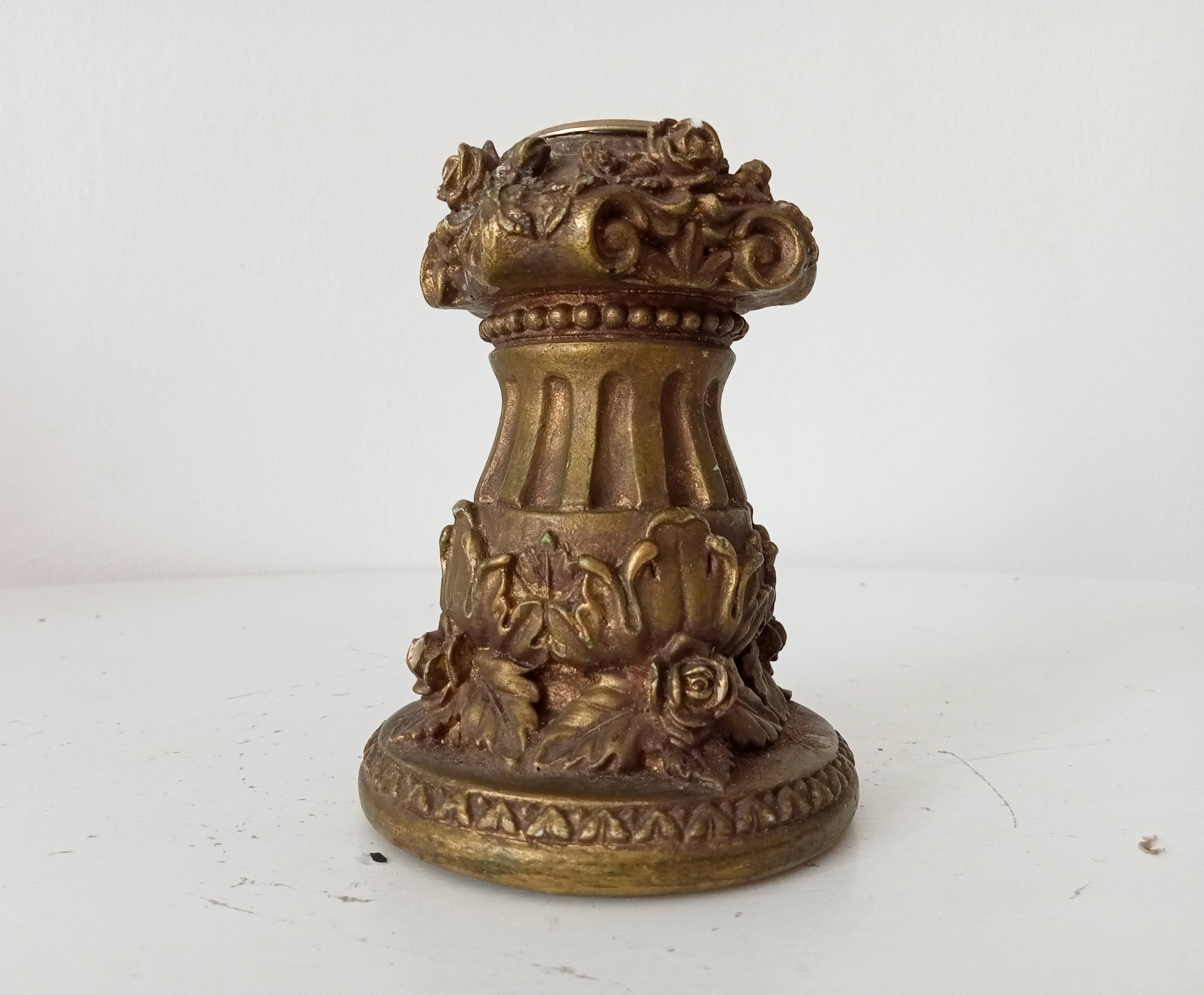 Vintage candlestick Gargoyles studio in golden resin