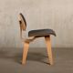 Charles & Ray Eames DCW Ash dining chair with Dark Brown Leather seat for Vitra