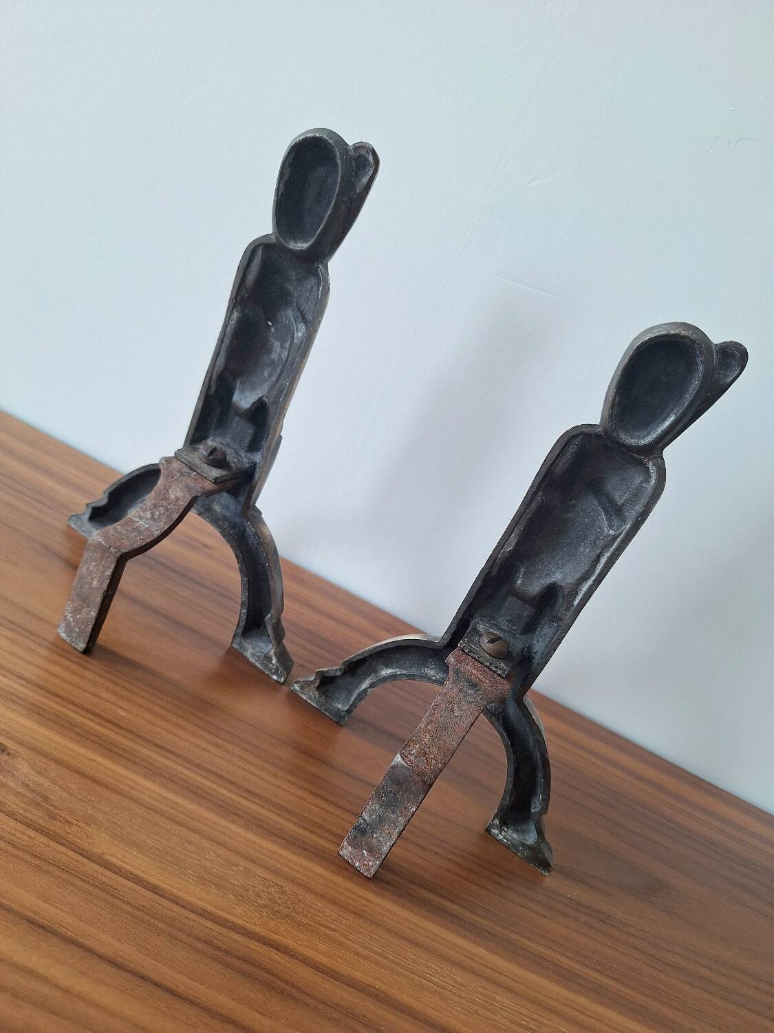 Anton Prinner pair of bronze andirons, Shaman model, statuettes vi