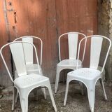 Set of 4 Tolix-style metal chairs