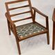 Pair of Scandinavian style armchairs, red velvet fir fabric 60s