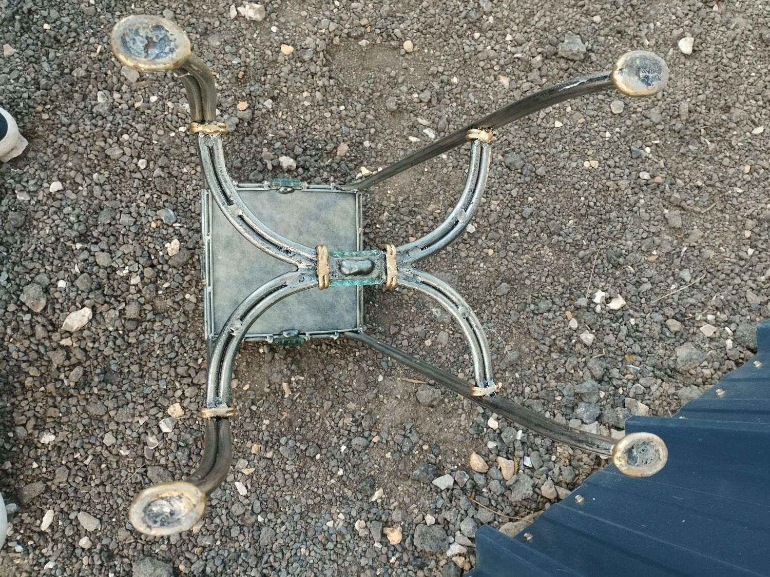 Vintage metal and glass side table