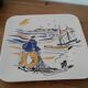 Plat carré bleu salé par Sanseau.vintage