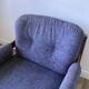 Vintage armchair in wood and blue velvet