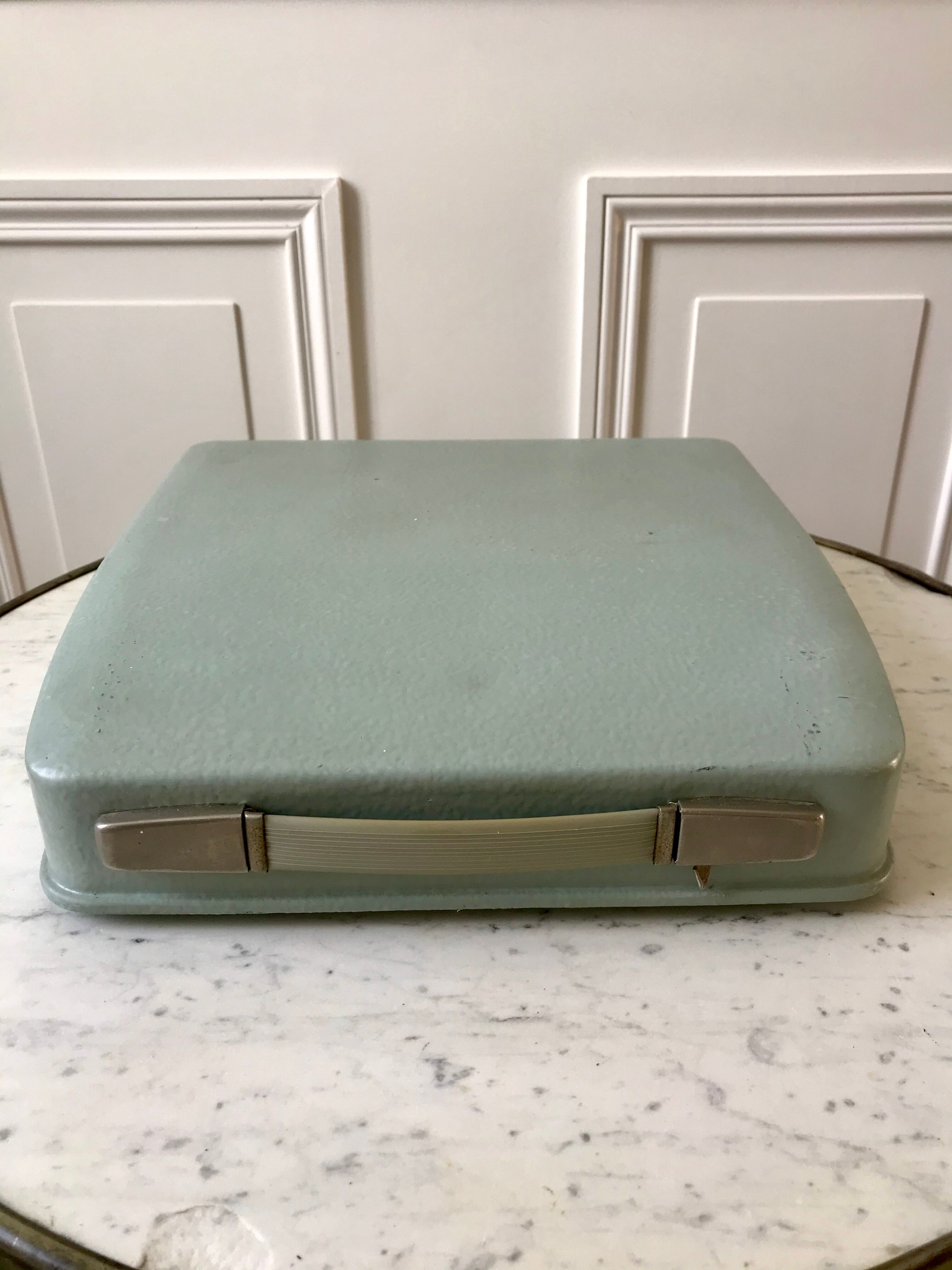 Mint green typewriter hermes baby made in switzerland