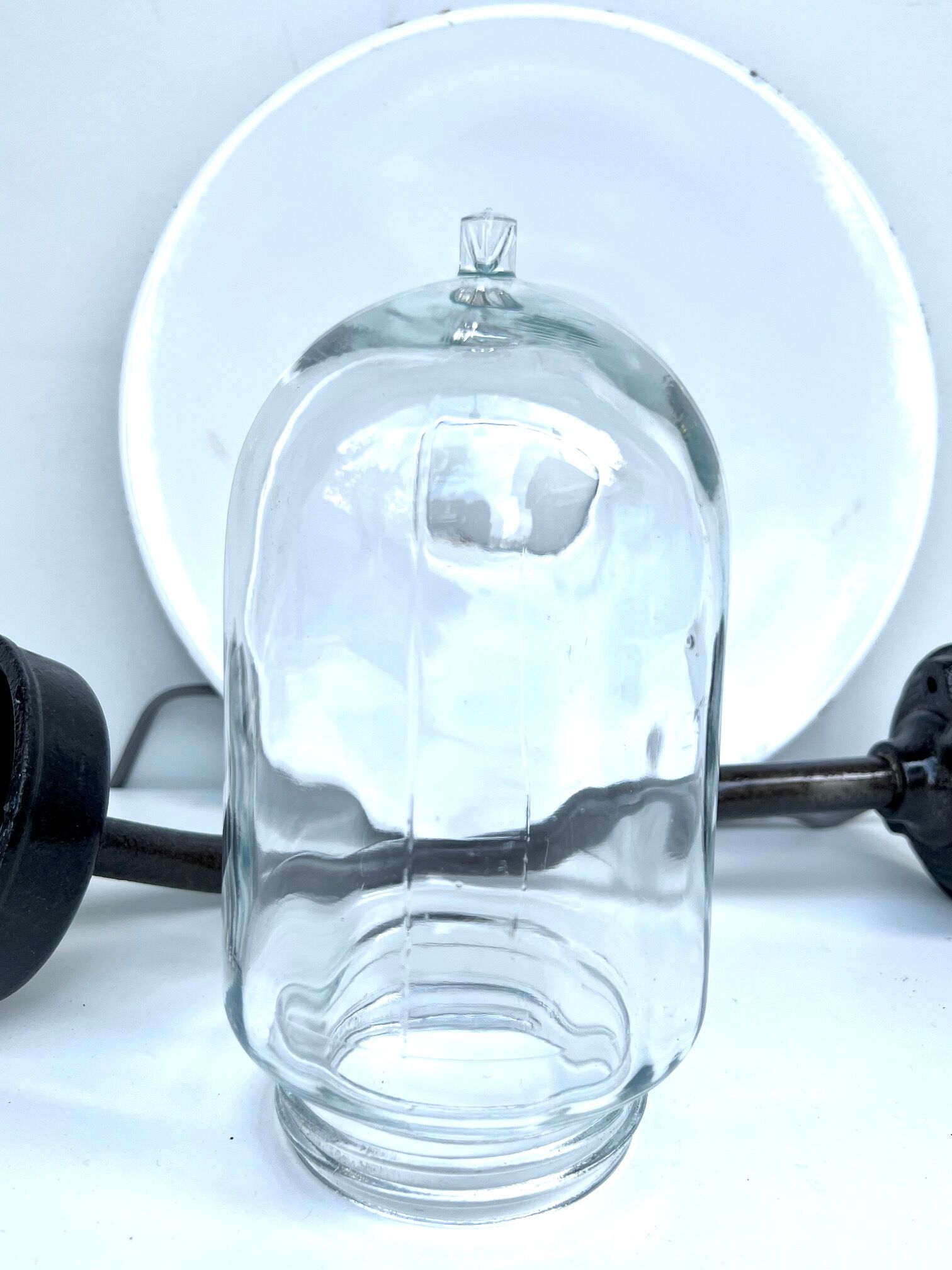 Applique 1930 lampe col de cygne en fonte d'acier patine noir brun email noir
