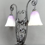 Important Wrought Iron Double-Headed Lamp by Schneider, Art Deco, c. 1920