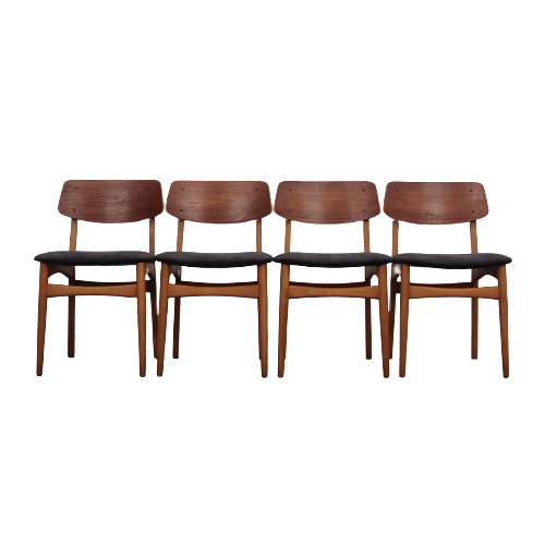 Set of four teak chairs, Danish design, 1960s, production: Denmark