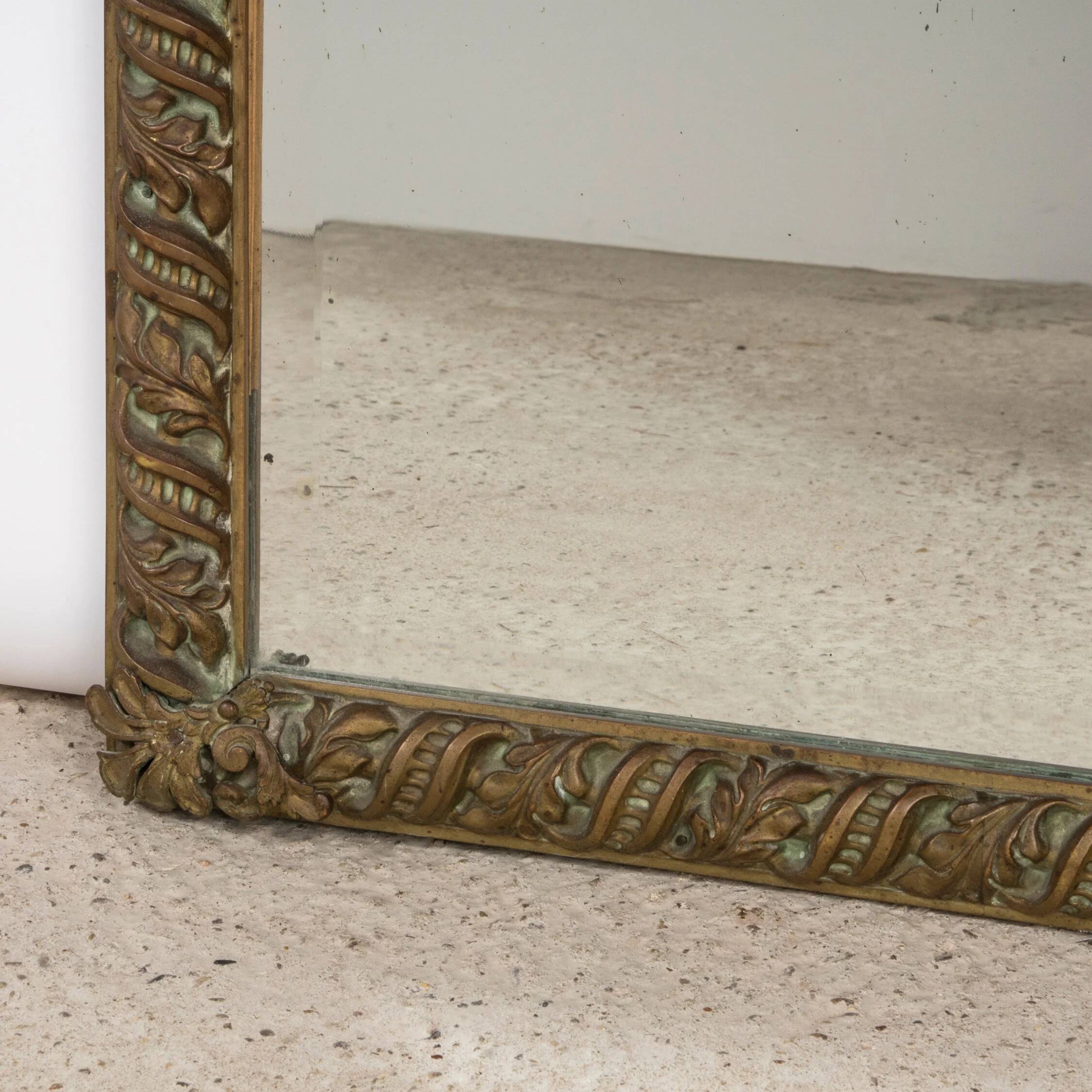 Rectangular copper mirror in Arts & Crafts style