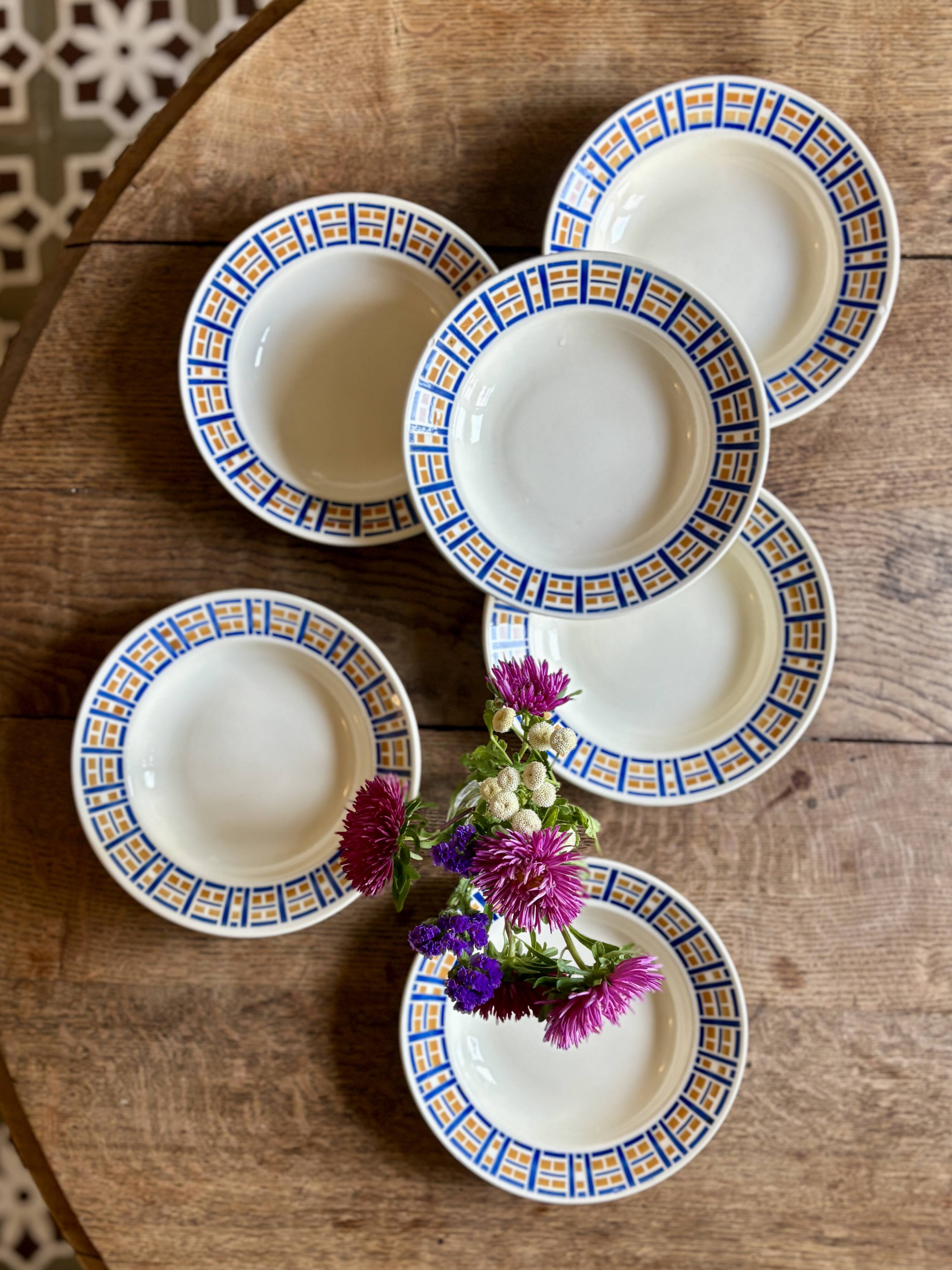 Set of 6 antique deep plates - Robinson de Badonvillier