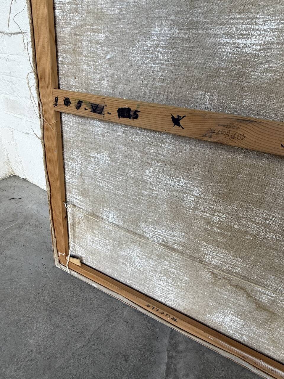 Toile abstraite blanche, peinture à l’huile XXème