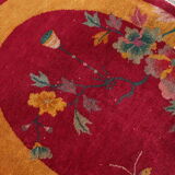 Old Chinese Art Deco handmade carpet 79cm x 134cm 1920s, 1E08
