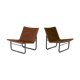 Paire de chauffeuses Kebe Danemark circa 1975 acier et toile "chocolat"