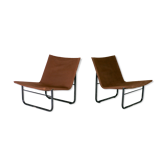 Pair of KEBE drivers, Denmark, circa 1975. Steel and "chocolate" canvas
