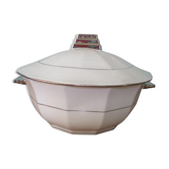 Soupière vintage porcelaine blanche art déco