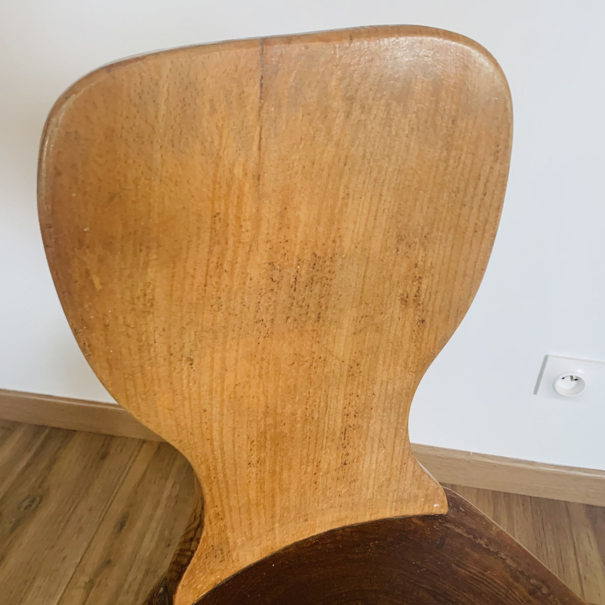 Pair of brutalist tripod chairs