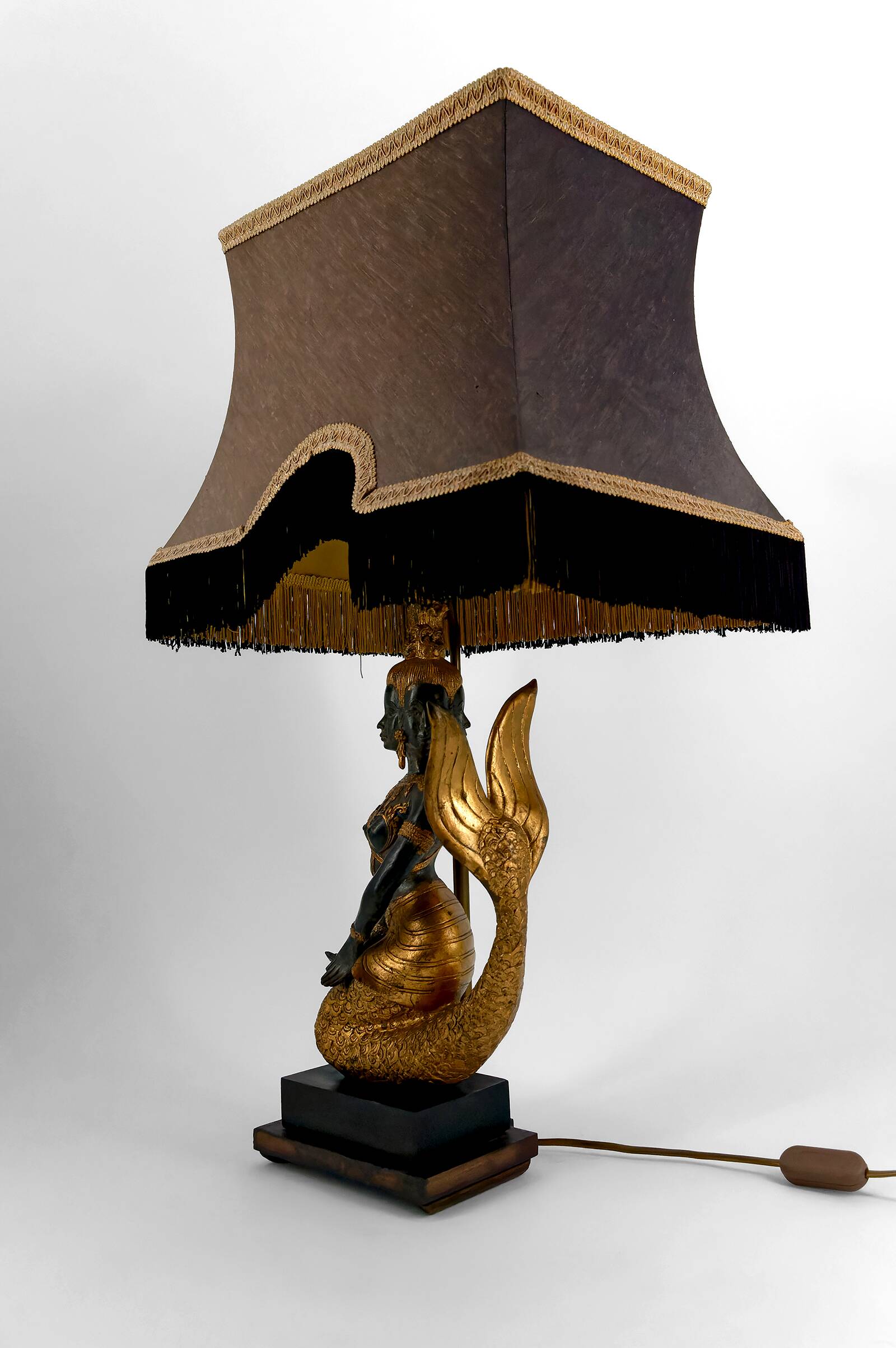 Sculptural Lamp in Bronze with double green and gold patina, Suvannamaccha