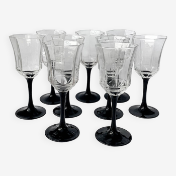 Luminarc Octime glasses with black stem art deco design - Luminarc wine glasses