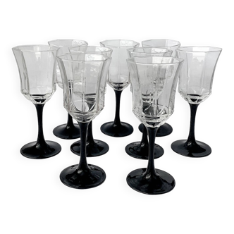 Luminarc Octime glasses with black stem art deco design - Luminarc wine glasses