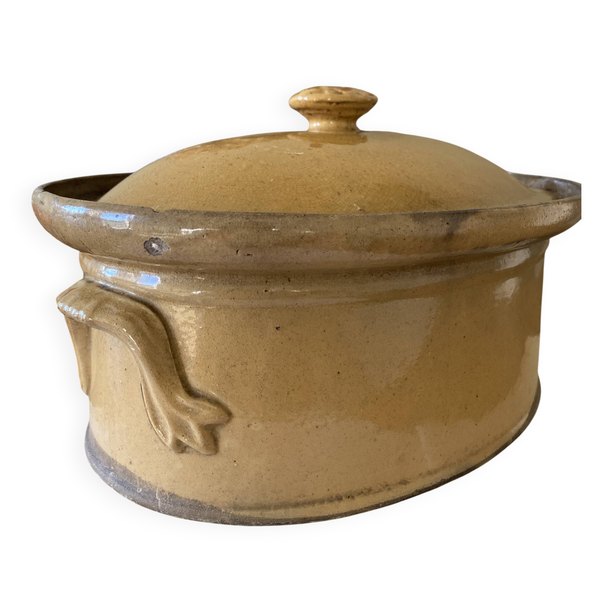 Antique glazed earthenware terrine