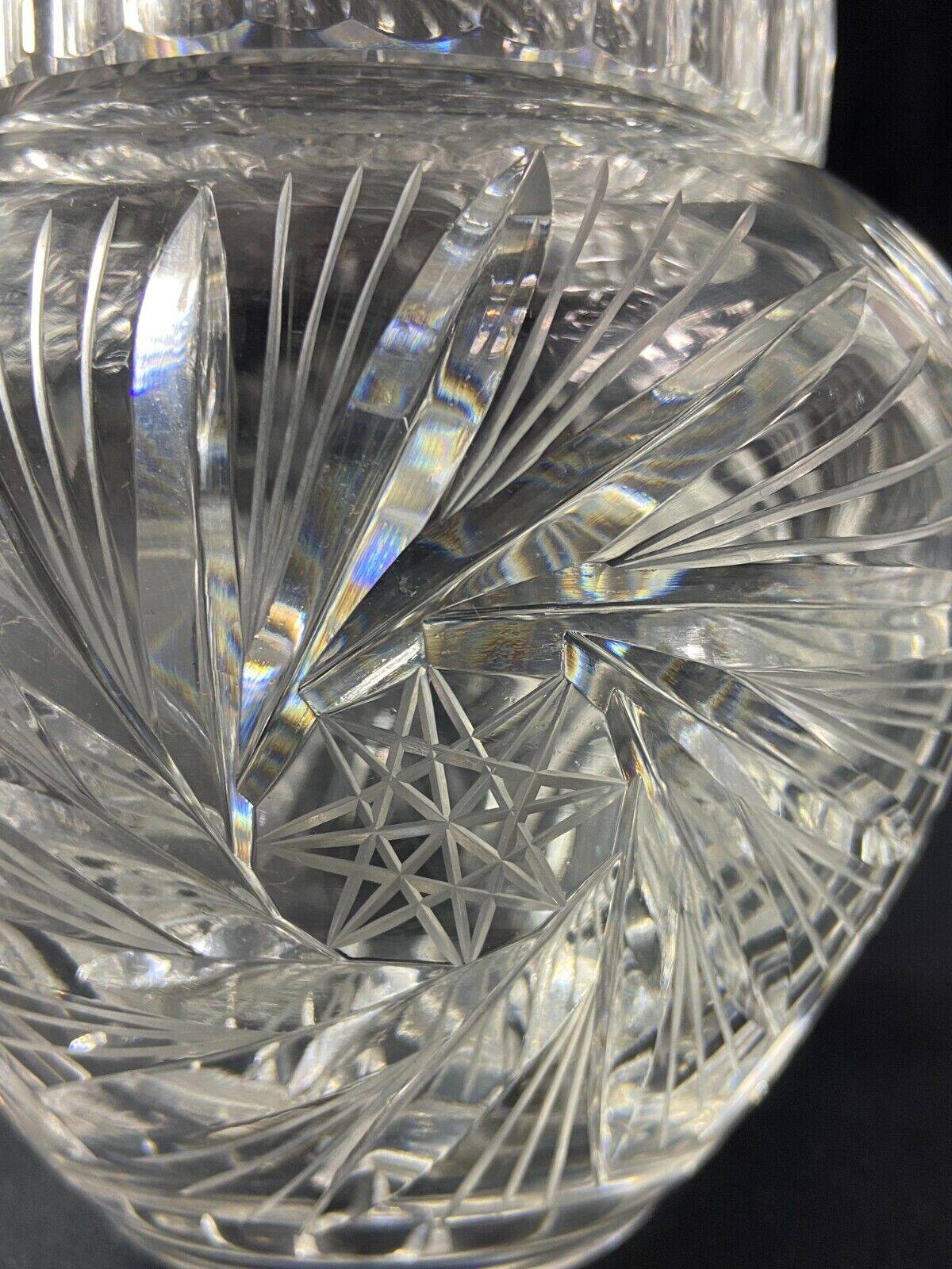 Covered pot and bohemian cut crystal jar