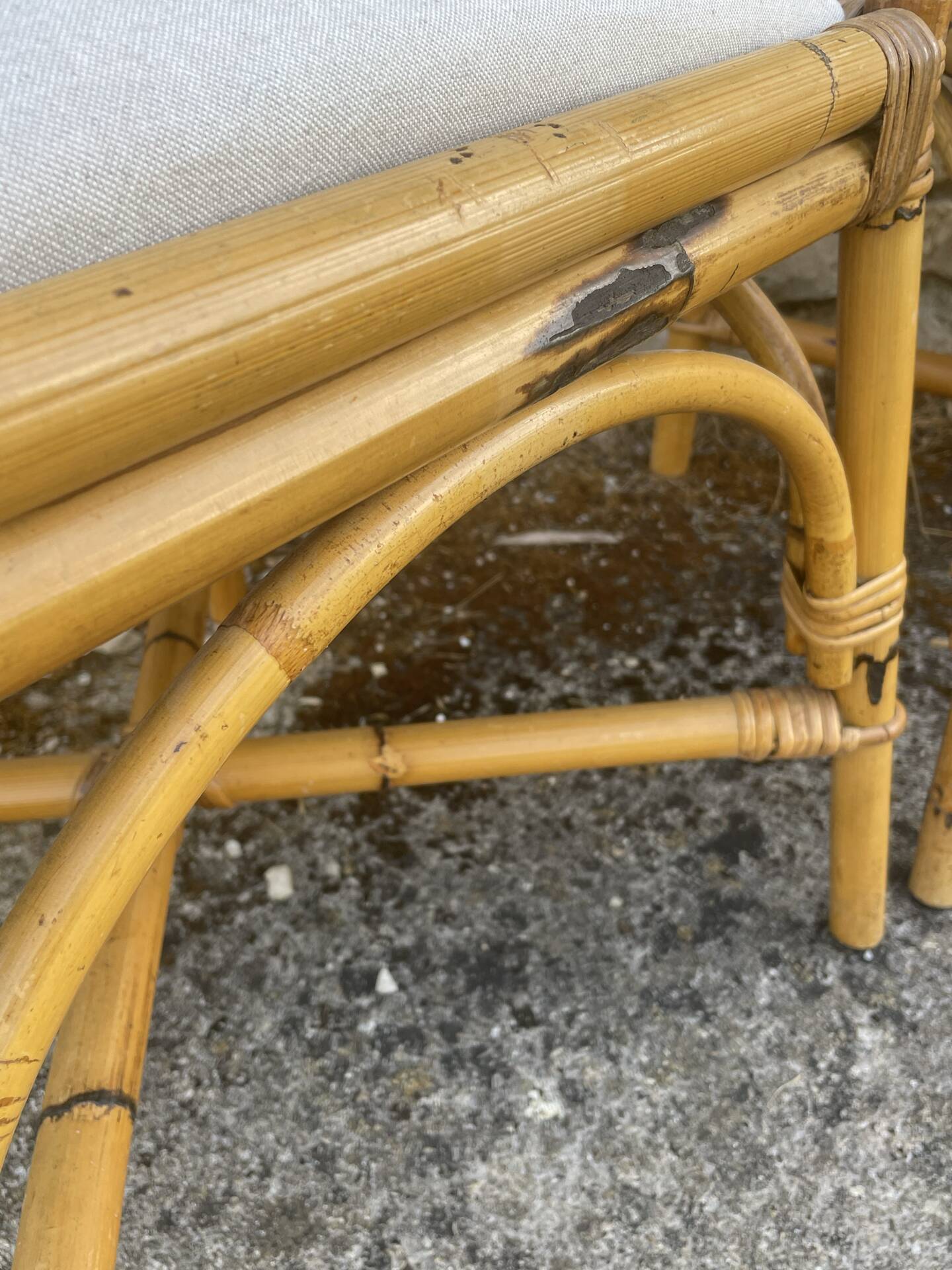 4 tabourets vintage bambou et rotin – années 60/70