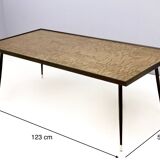 Rectangular Golden Brass and Black Varnished Metal Coffee Table by G.Urs