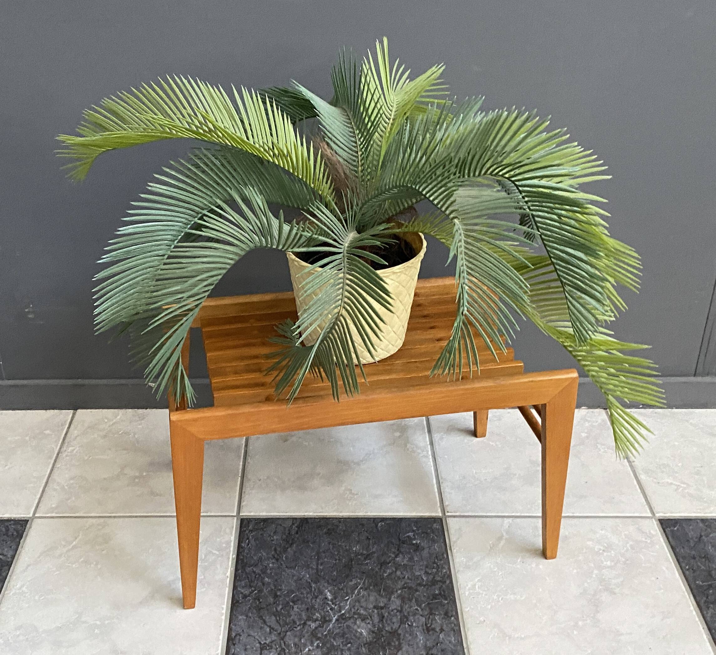 Small wood slatted sidetable flower table 1960s